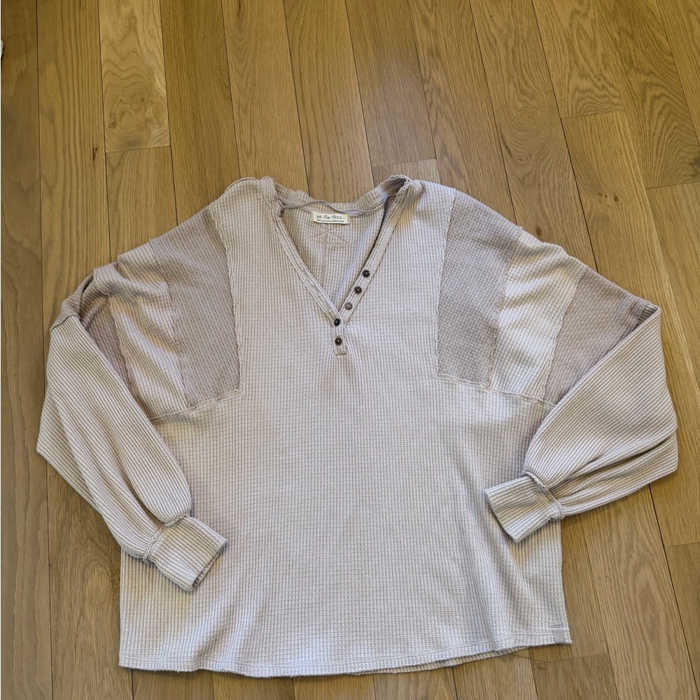 We The Free Beige Waffle Knit Top
